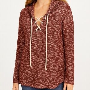 Vintage Havana Maroon Hoodie with Cream Accents